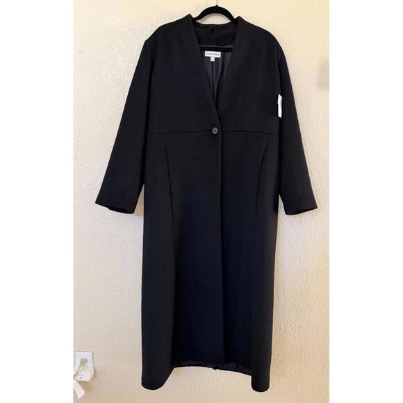 New Nordstrom One-Button Long Wool Coat In Black Size L $299 - Picture 7 of 13